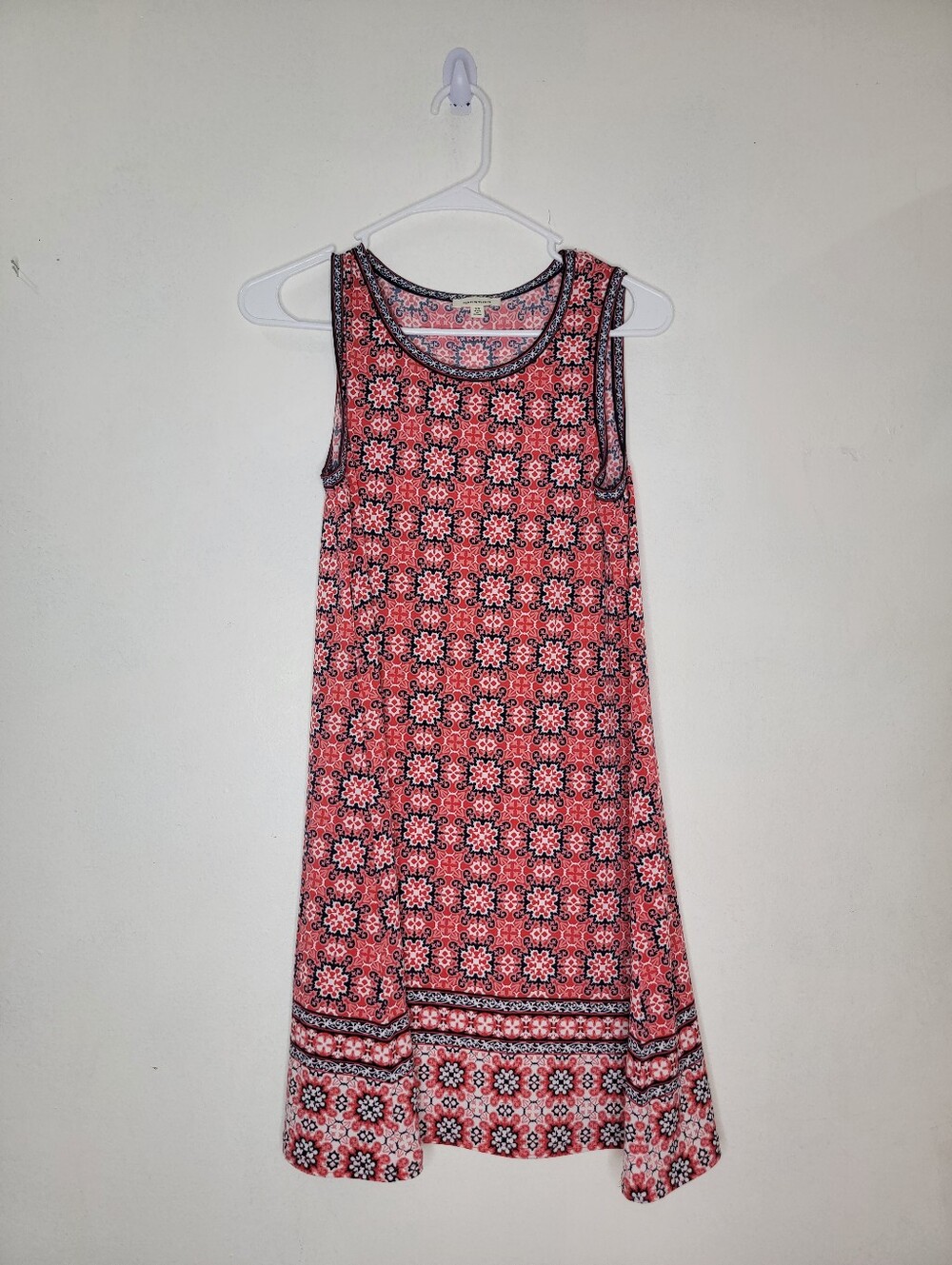 Max Studio Coral and Black Printed Midi Dress